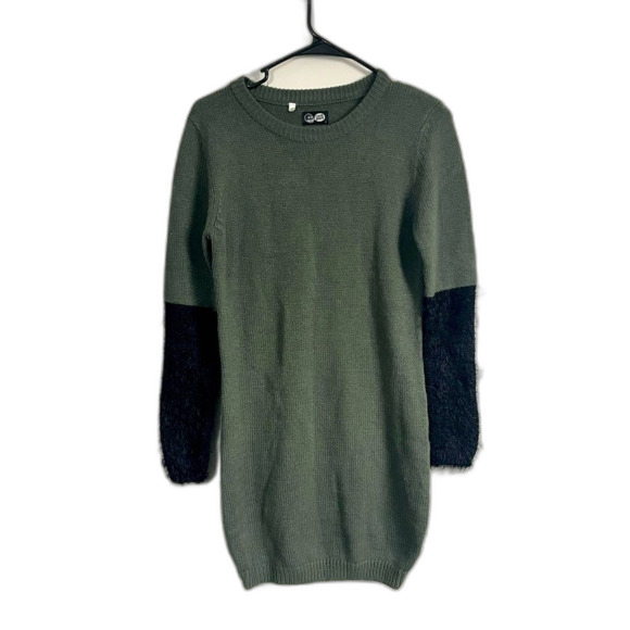 Cheap Monday Half Knit Dress Long Sleeves Green/Black Size Small - Picture 1 of 6